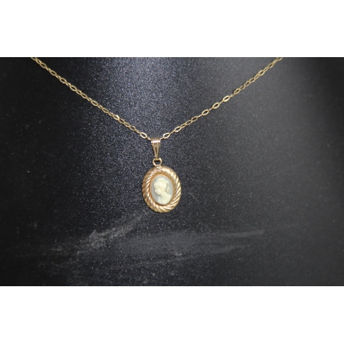 1148 - 9CT GOLD CAMEO PENDANT SET NECKLACE - 0.70G TOTAL WEIGHT