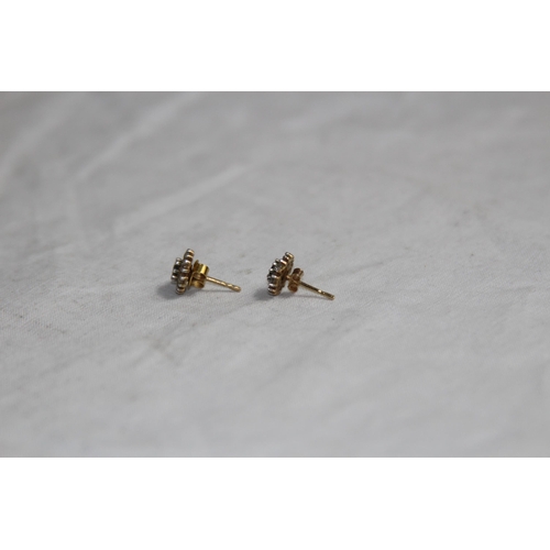 1149 - PAIR OF 9CT GOLD SAPPHIRE CLUSTER EARRINGS - 1.40G TOTAL WEIGHT