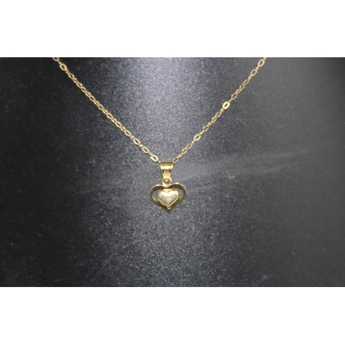 1150 - 9CT GOLD HEART SHAPED PENDANT NECKLACE - 0.70G  TOTAL WEIGHT