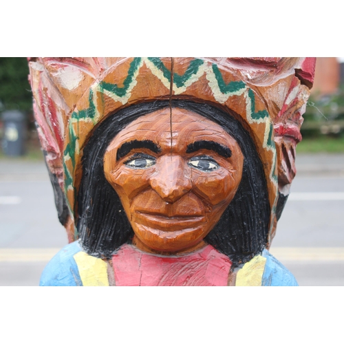 466 - VINTAGE CARVED SOLID WOOD CIGAR STYLE INDIAN FIGURE
170CM