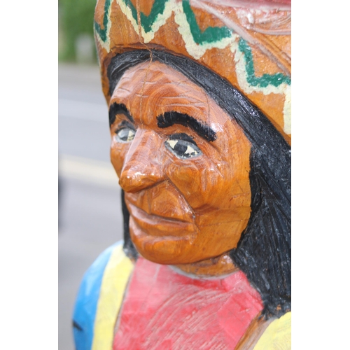 466 - VINTAGE CARVED SOLID WOOD CIGAR STYLE INDIAN FIGURE
170CM