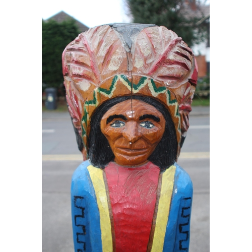 466 - VINTAGE CARVED SOLID WOOD CIGAR STYLE INDIAN FIGURE
170CM