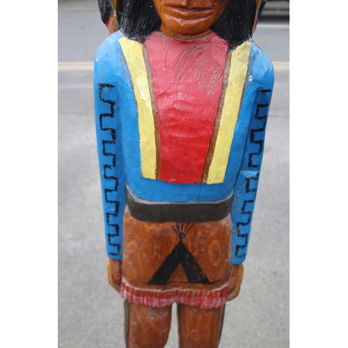 466 - VINTAGE CARVED SOLID WOOD CIGAR STYLE INDIAN FIGURE
170CM