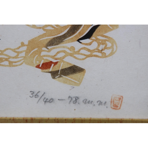 162 - JAPANESE LIMITED EDITION 36/40 ABSTRACT CALLIGRAPHY WOOD BLOCK PRINT
90 X 38CM