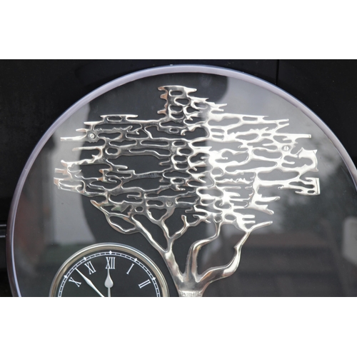 167 - LARGE GULATI EXPORTS CHROME TREE OF LIFE WORKING WALL CLOCK 
61CM