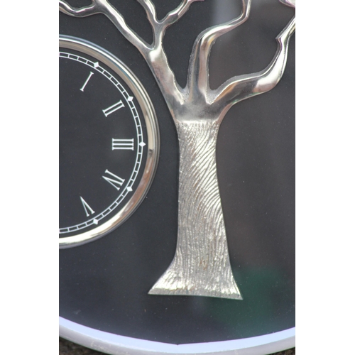 167 - LARGE GULATI EXPORTS CHROME TREE OF LIFE WORKING WALL CLOCK 
61CM