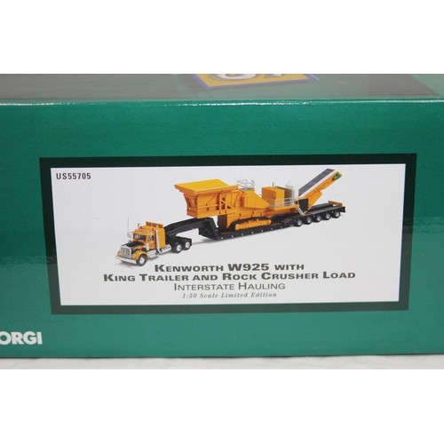 638 - CORGI KENWORTH W925 KING TRAILER AND ROCK CRUSHER