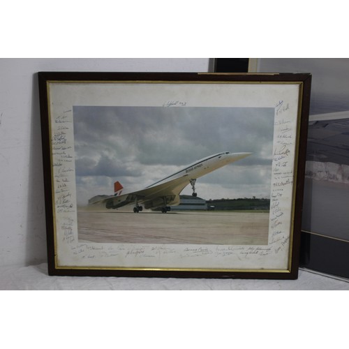 481 - CONCORDE MODEL AND 2 X PICTURES 
65 X 55CM