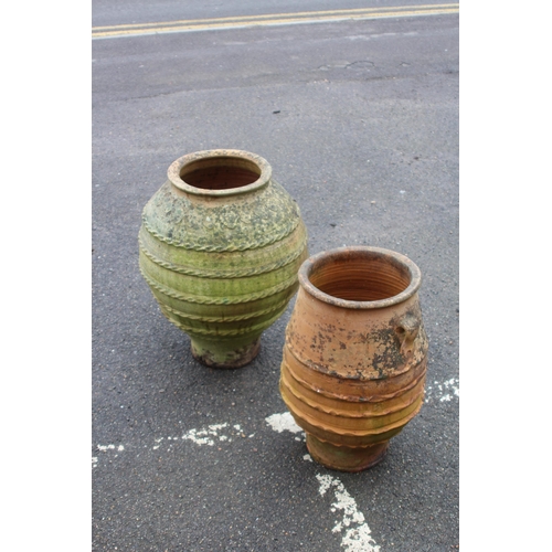 92 - 2 X LARGE TERRACOTTA URNS 
65 X 46CM