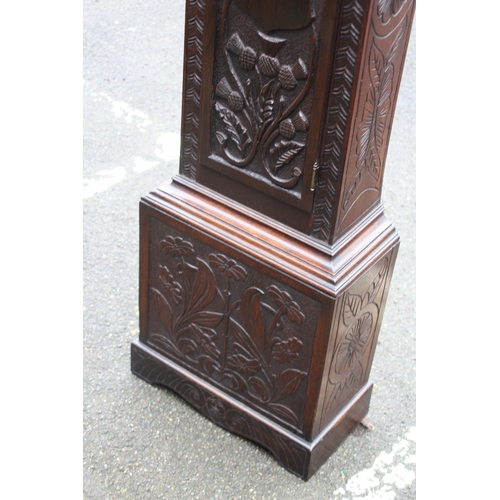 469 - VINTAGE W M ROB FROM MONTROSE SCOTTISH CARVED OAK CASED GRANDFATHER CLOCK WITH 8 DAY STRIKE MOVEMENT... 