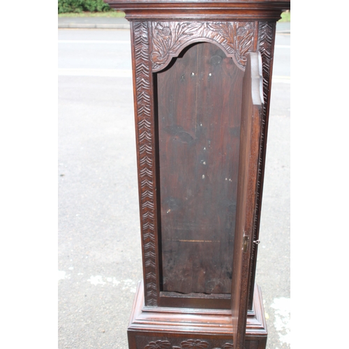 469 - VINTAGE W M ROB FROM MONTROSE SCOTTISH CARVED OAK CASED GRANDFATHER CLOCK WITH 8 DAY STRIKE MOVEMENT... 