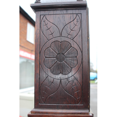 469 - VINTAGE W M ROB FROM MONTROSE SCOTTISH CARVED OAK CASED GRANDFATHER CLOCK WITH 8 DAY STRIKE MOVEMENT... 