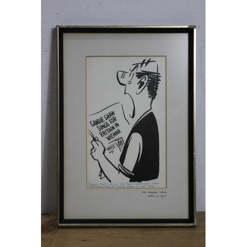 119 - QUANTITY OF CARICATURE FRAMED PICTURES FROM VARIOUS PAPERS  1967
37 X 23CM