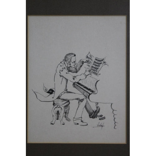 121 - 4 X SIGNED CARICATURES 
33 X 26CM