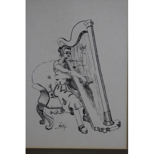 121 - 4 X SIGNED CARICATURES 
33 X 26CM