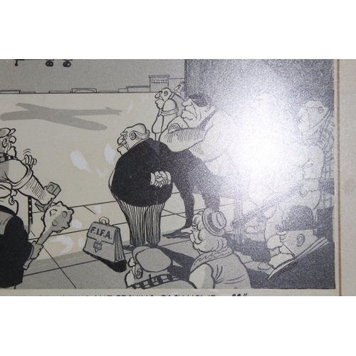 122 - 2 X FOOTBALL RELATED NEWSPAPER CARTOONS
56 X 47CM