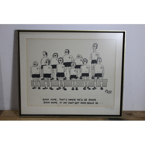 122 - 2 X FOOTBALL RELATED NEWSPAPER CARTOONS
56 X 47CM