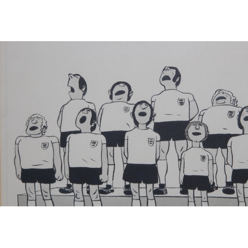 122 - 2 X FOOTBALL RELATED NEWSPAPER CARTOONS
56 X 47CM