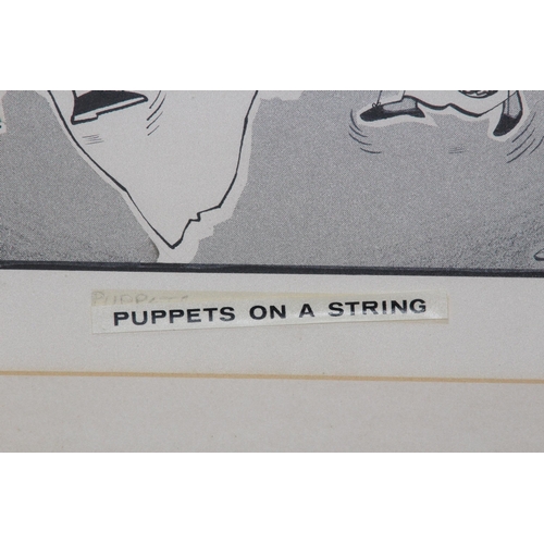 123 - 2 X POLITICAL RELATED NEWSPAPER CARTOONS 
59 X 49CM