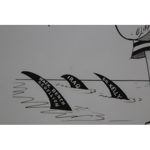 131 - SIGNED CARICATURE OF TONY BLAIR 
50 X 35CM