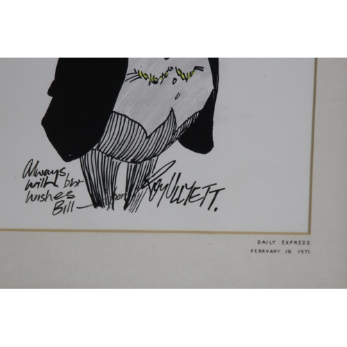 124 - 2 X ROY ULLYETT SIGNED CARTOONS 
48 X 33CM