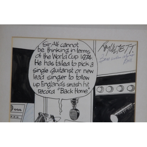 124 - 2 X ROY ULLYETT SIGNED CARTOONS 
48 X 33CM