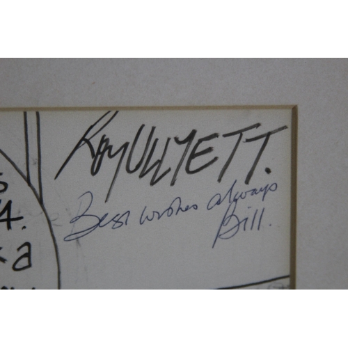 124 - 2 X ROY ULLYETT SIGNED CARTOONS 
48 X 33CM