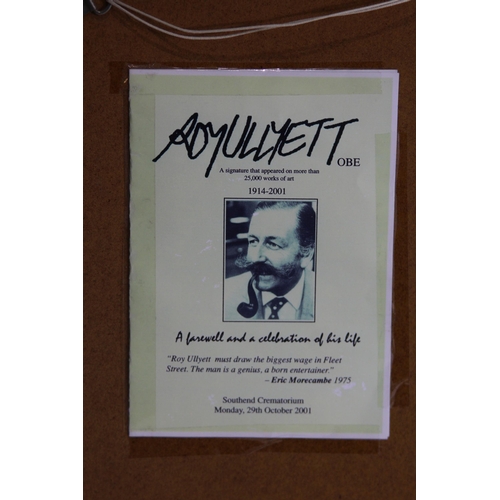 124 - 2 X ROY ULLYETT SIGNED CARTOONS 
48 X 33CM