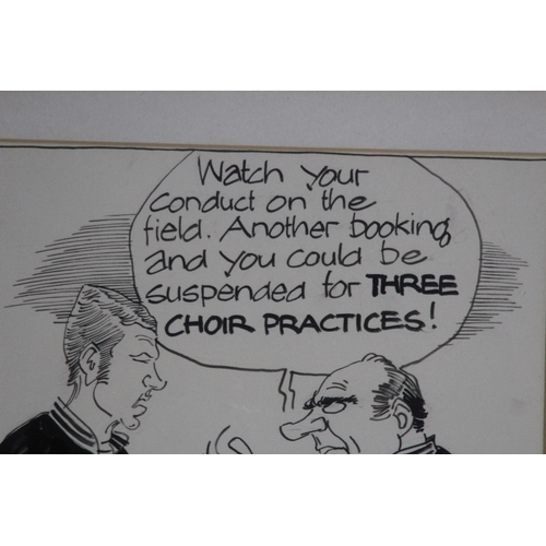 125 - 2 X ROY ULLYETT SIGNED CARTOONS 
48 X 33CM