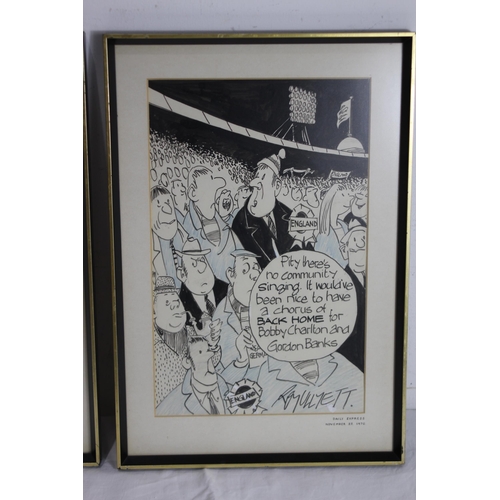 125 - 2 X ROY ULLYETT SIGNED CARTOONS 
48 X 33CM