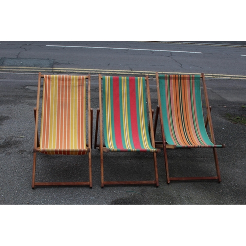 24 - 3 X VINTAGE DECKCHAIRS