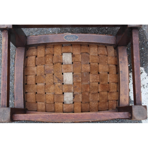 27 - ANTIQUE SMOKERS BOW CHAIR AND 2 VINTAGE FOOTSTOOLS