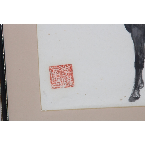 147 - ORIENTAL WATERCOLOUR OF A HORSE 
50 X 36CM