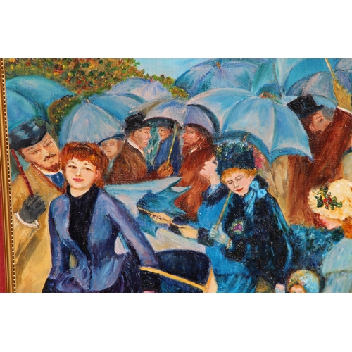 152 - OIL ON BOARD AFTER RENOIR AND AN ADVERTISING PRINT
66CM