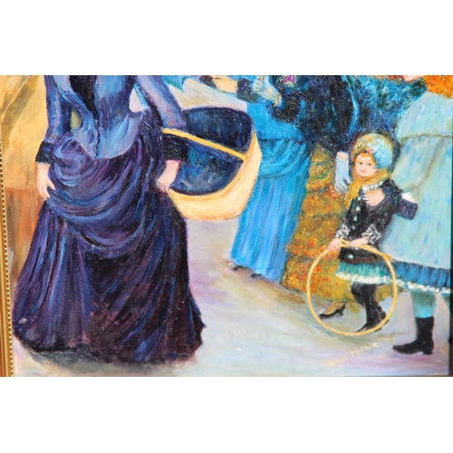 152 - OIL ON BOARD AFTER RENOIR AND AN ADVERTISING PRINT
66CM