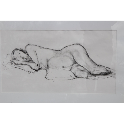 156 - LARGE FRAMED PREGNANT FEMALE NUDE DRAWING AMND ANOTHER
104 X 73CM