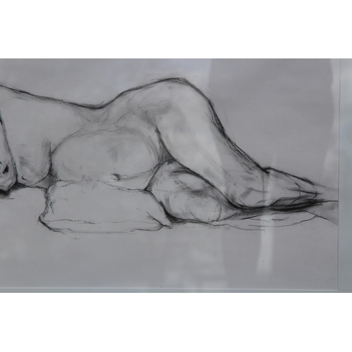 156 - LARGE FRAMED PREGNANT FEMALE NUDE DRAWING AMND ANOTHER
104 X 73CM