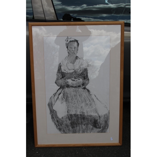 156 - LARGE FRAMED PREGNANT FEMALE NUDE DRAWING AMND ANOTHER
104 X 73CM