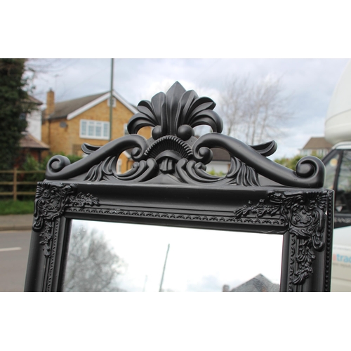 162 - MODERN BLACK CHEVAL STYLE MIRROR
