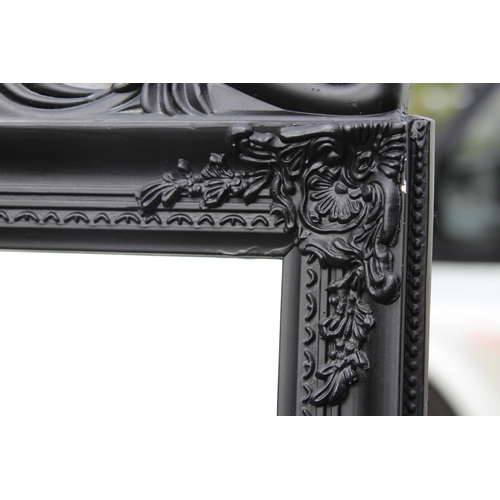 162 - MODERN BLACK CHEVAL STYLE MIRROR