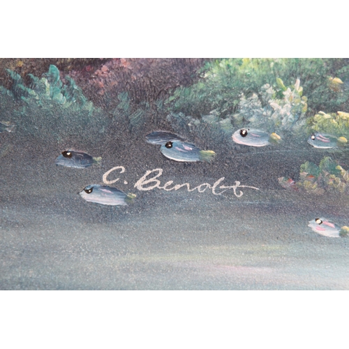 169 - TWO DOLPHIN OIL ON CANVAS PICTURES 
60 X 50CM