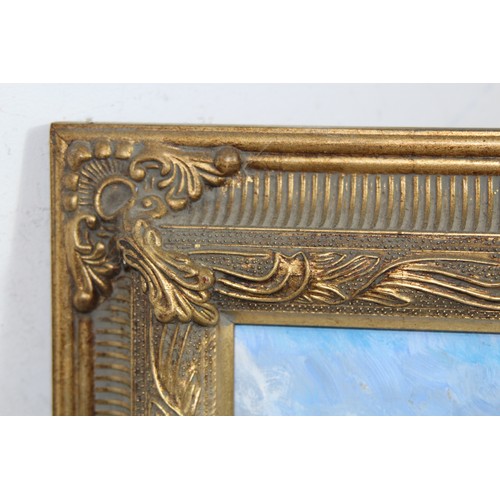 150 - OIL ON BOARD OF A HARBOUR SCENE 
51.5 X 41.5CM