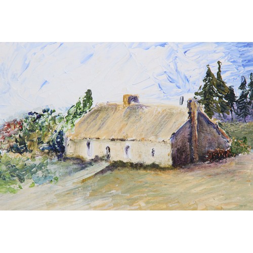 144 - PAINTING OF A RURAL COTTAGE SIGNED HOLDING