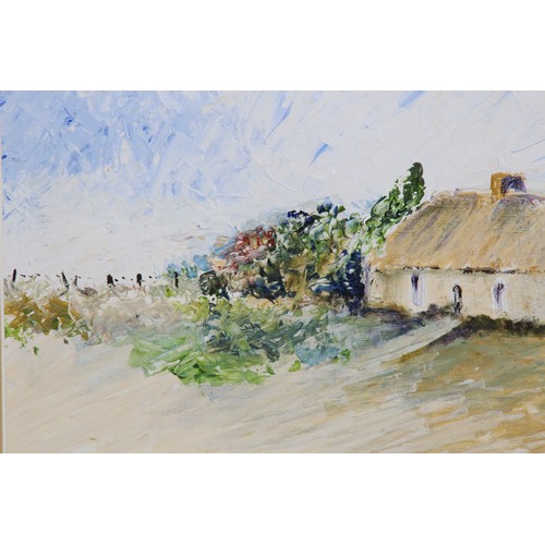 144 - PAINTING OF A RURAL COTTAGE SIGNED HOLDING