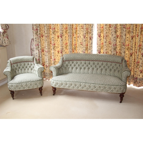 1 - EDWARDIAN STYLE SOFA AND ARMCHAIR
154 X 63 X 73CM