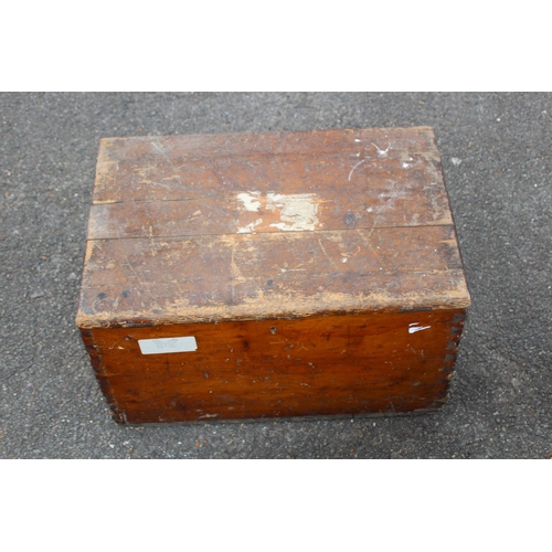 17 - ANTIQUE PINE TRUNK 
55 X 38 X 31CM