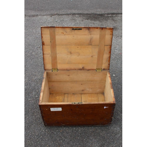 17 - ANTIQUE PINE TRUNK 
55 X 38 X 31CM