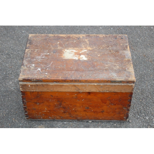 17 - ANTIQUE PINE TRUNK 
55 X 38 X 31CM