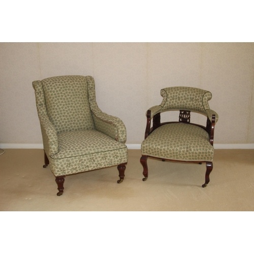 2 - 2 X EDWARDIAN STYLE ARMCHAIRS 
65 X 78 X 81CM