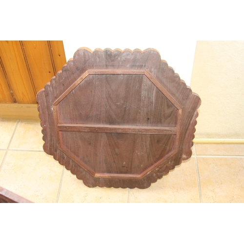 9 - LARGE EASTED CARVED INLAID FOLDING PLATTER TOP TABLE
64 X 68CM